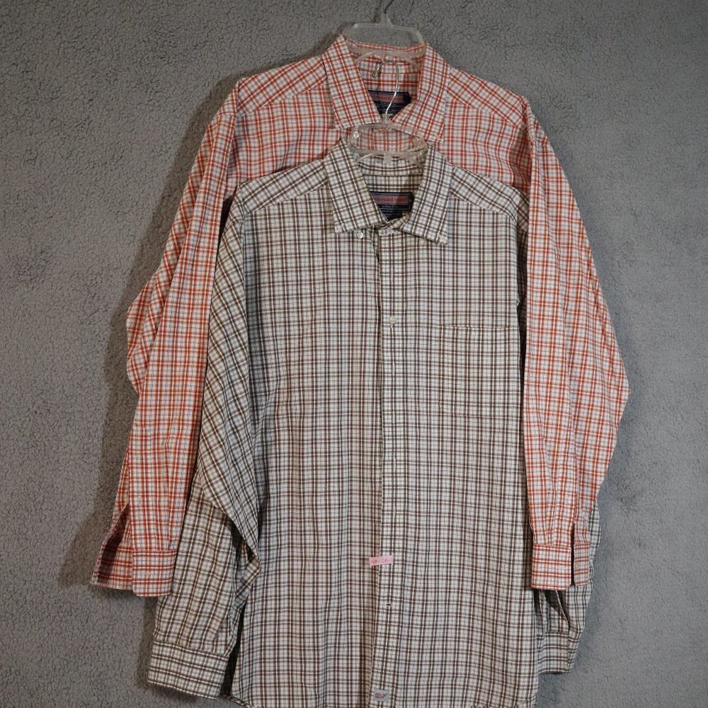 Lot of 2 Vineyard Vines Men's Murray Shirt Red and Gray Longsleeve Size XL